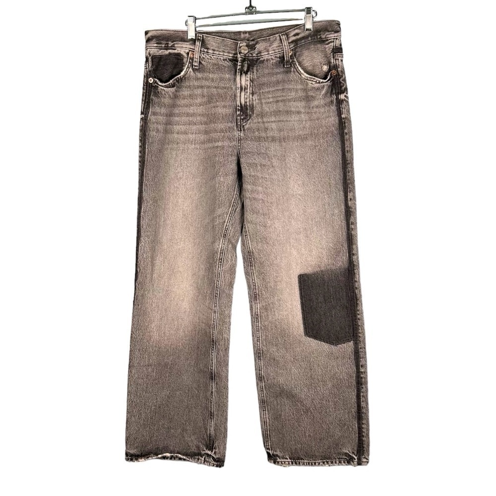 Zara TRF Size 12 Relaxed Fit Faded Pocket Wide Leg Jeans